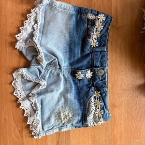 denim shorts size 8 children’s upscale by artist, Jeanne Prom